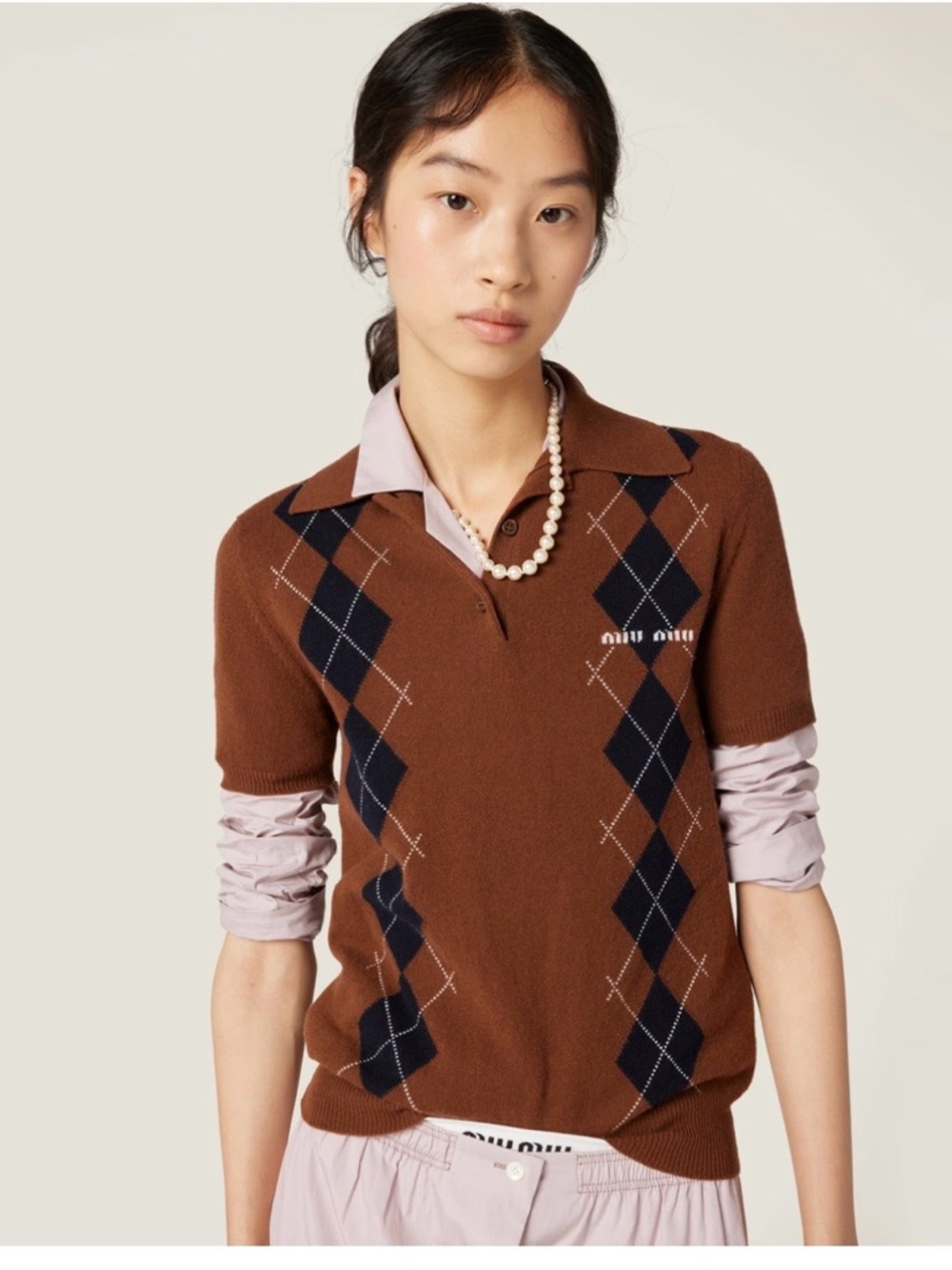 Miu Miu-Cashmere knit polo shirt